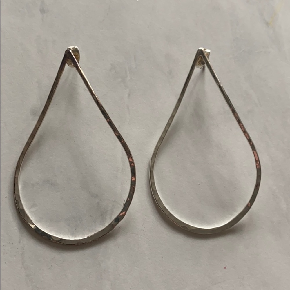 Hammered silver hoops